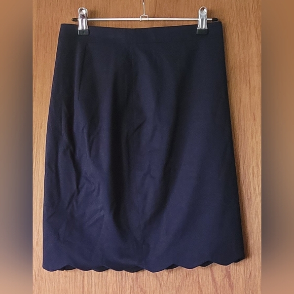 JCrew Navy Scalloped Pencil Skirt - Picture 2 of 5
